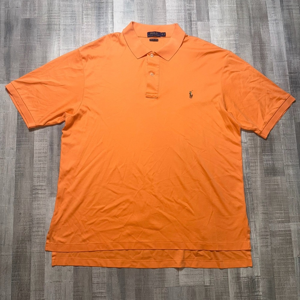 Polo Ralph Lauren Pima Soft Touch Polo Shirt Mens XLT Orange Short Sleeve